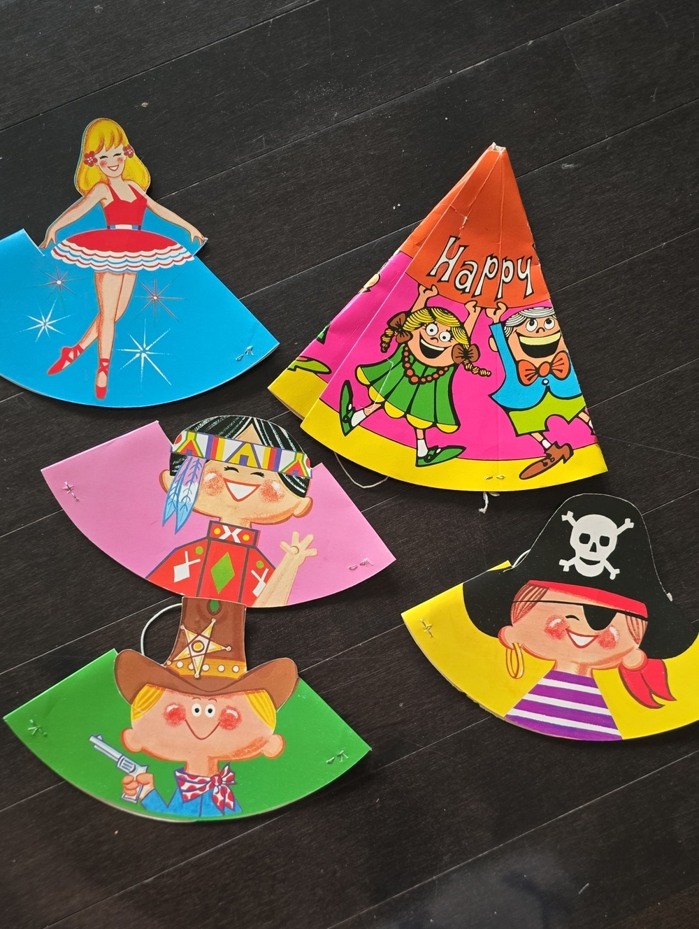 Vintage 70's Party Time Birthday Hats
